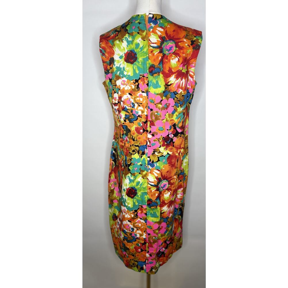Vintage John Abbott Floral Shift Dress Multicolor Mod Sleeveless Midi Large - Picture 7 of 14